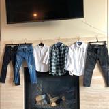 Zara Bottoms | 3 Boys Shirts And 3 Boys Jeans Size 6 | Color: Green/White | Size: 6b
