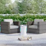 Sol 72 Outdoor™ Meltham Fully Assembled Patio Chair w/ Cushions Wicker/Rattan in Gray | 26 H x 33 W x 33 D in | Wayfair