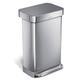 simplehuman CW2080 45L Rectangular Kitchen Pedal Bin with Liner Pocket, Silent Soft Close, Strong Pedal, Dent-Proof Lid, Brushed Stainless Steel with Grey Plastic Lid, W 40.5cm x H 65.5cm x D 33.8cm