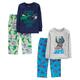 Simple Joys by Carter's Jungen 4-Piece Pajama (Cotton Top & Fleece Bottom) Pyjama-Set, Blau Gorilla/Grau Drache/Marineblau Textaufdruck, 5 Jahre