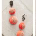 Anthropologie Jewelry | Anthro Orange Pom Drop Earrings Nwt | Color: Orange | Size: Os