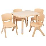 Flash Furniture Goddard 21.875"W x 26.625"L Rectangular Plastic Height Adjustable Activity Table Set w/ 4 Chairs Laminate/Metal | Wayfair