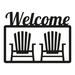 Winston Porter Bonnybrook Welcome w/ Beach Chairs Laser Cut Solid Steel Wall Sign Metal in Gray | 15.185 H x 20 W x 0.06 D in | Wayfair