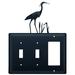 Village Wrought Iron Heron 3-Gang Toggle Light Switch/Rocker Combination Wall Plate in Black | 8 H x 6.5 W x 0.17 D in | Wayfair ESSG-133