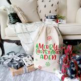 The Holiday Aisle® Personalized Merry Christmas w/ Name Sack | 27 H x 19 W x 0.25 D in | Wayfair F0A0C22541F5401B9123304A2FBD2445