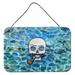 Breakwater Bay Skeleton Skull Pirate Hanging Prints Wall Décor Metal in Blue/Gray | 8 H x 12 W x 0.03 D in | Wayfair