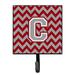 Ebern Designs Pisek Letter C Chevron Garnet Wall Key Organizer w/ Key Hooks Metal in Red/Gray | 5.75 H x 4.25 W x 1.25 D in | Wayfair