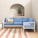 Joss & Main Lancaster Patio Sectional w/ Cushions Metal/Sunbrella® Fabric Included in Blue | 26 H x 88 W x 29 D in | Wayfair