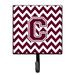 Ebern Designs Pisek Letter C Chevron Garnet Wall Key Organizer w/ Key Hooks Metal in Red | 5.75 H x 4.25 W x 1.25 D in | Wayfair