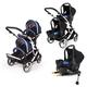 Kids Kargo Double Tandem Duellette Hybrid + 2 Isofix Car Seats and Bases (Blueberry)