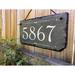 Sassy Squirrel Ink Personalized Home 1-Line Wall Address Plaque in Gray | 8 H x 18 W x 0.25 D in | Wayfair B07D1CC48T_hang