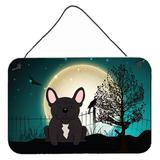 The Holiday Aisle® Halloween Scary English Bulldog Brindle Banner Metal in Green/Blue/Black | 8 H x 12 W x 0.03 D in | Wayfair