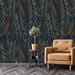 Bay Isle Home™ Hawaiian Fashion Leaves 10' L x 24" W Peel & Stick Wallpaper Roll Vinyl in Black | 24 W in | Wayfair