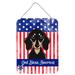 The Holiday Aisle® God Bless American Flag w/ Retriever Hanging Prints Wall Décor Metal in Blue/Gray/Red | 12 H x 16 W x 0.03 D in | Wayfair