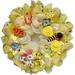 Zoomie Kids Bumble Bee Spring Wreath 24 inches Indoor/Outdoor Handmade Deco Mesh Burlap/Deco Mesh in White/Yellow | 24 H x 24 W x 6 D in | Wayfair
