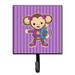 Harriet Bee Heimskringla Monkey w/ Backpack Wall Key Organizer w/ Key Hooks Metal in Brown/Indigo | 5.75 H x 4.25 W x 1.25 D in | Wayfair