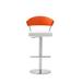 Orren Ellis Oksen Swivel Adjustable Height Bar Stool Upholstered/Leather/Metal/Faux leather in Orange/White | 19 W x 19 D in | Wayfair