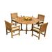 Rosecliff Heights Mateer 5 Piece Teak Outdoor Dining Set Wood/Teak in Brown/White | 31 H x 60 W x 60 D in | Wayfair