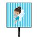 Harriet Bee Julii Fairy Stripes Wall Key Organizer w/ Key Hooks Metal in Blue | 5.75 H x 4.25 W x 1.25 D in | Wayfair