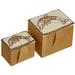 Rosecliff Heights Mccrady Dolphin Mother of Pearl Shells & Beads 2 Piece Nested Decorative Box Set in Yellow/Brown | 3 H x 4 W x 3 D in | Wayfair