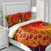 Rosdorf Park Manitowoc Phoenix Feather Swirl Duvet Cover Set Microfiber in Orange | Queen Duvet Cover + 2 Shams | Wayfair