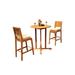 Rosecliff Heights Mastin 3 Piece Teak Bar Height Outdoor Dining Set Wood/Teak in Brown/White | 43.25 H x 36 W x 36 D in | Wayfair