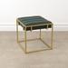 Mercer41 Edinger Metal Accent Stool Upholstered/Leather/Metal/Genuine Leather in Green | 18 H x 18 W x 18 D in | Wayfair