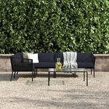 Red Barrel Studio® 6 Piece Rattan Sectional Seating Group w/ Cushions Synthetic Wicker/All - Weather Wicker/Wicker/Rattan in Black | Outdoor Furniture | Wayfair