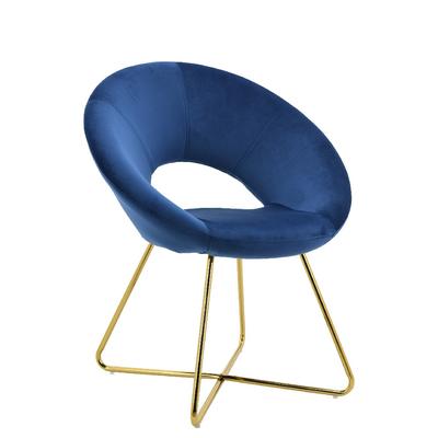 Gold Plated Legs Accent Chair, Audrey Blue Velvet Tufted Dining Chair