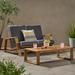 Wade Logan® Isham Outdoor 2 Piece Sofa Seating Group w/ Cushions Wood/Natural Hardwoods in Gray | 29 H x 48.75 W x 38.25 D in | Wayfair