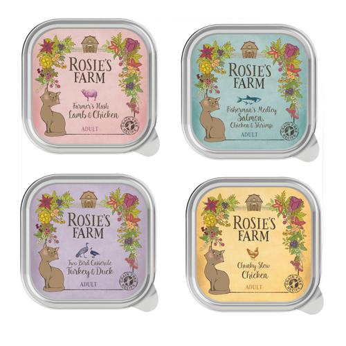 16x100g Adult 4 Sorten Mix Paket Rosie's Farm Katzenfutter