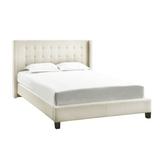 Zipcode Design™ Kaster Upholstered Standard Bed Metal in White/Brown | 52.8 H x 70.13 W x 88.6 D in | Wayfair 7464C4223F494408BEBCB2E6B7C312E8