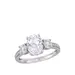 Belk & Co 3.3 Ct. T.w. Lab Created White Sapphire And 1/10 Ct. T.w. Diamond Oval 3 Stone Ring In 10K White Gold, 5