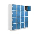 Racking Solutions 4 x 4 Door Metal Storage Lockers, Blue & Grey Steel Lockable Unit, Staff Gym School Changing 1850mm H x 380mm W x 450mm D