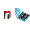 Joy-Con 2er-Set Neon-Gr√ºn/Neon-Pink & Amazon Basics - Aufbewahrungsbox f√ºr Spiele der Nintendo Switch - Blau