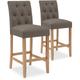 Intensedeco - Lot de 2 chaises de bar en bois Gaya tissu Taupe - H65cm - Taupe