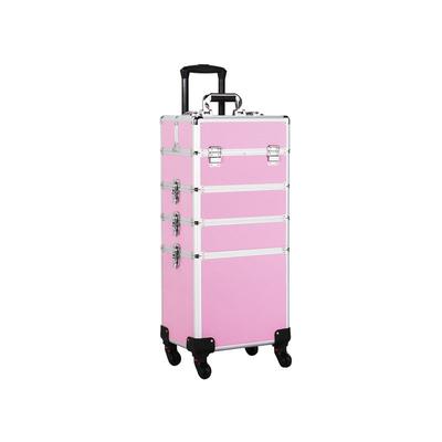 Kosmetikkoffer 4 in 1 Schmuckkoffer Friseurkoffer Beautycase Schminkkoffer, Pink - Yaheetech
