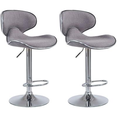 2er Set Barhocker Las Vegas V2 Stoff hellgrau chrom
