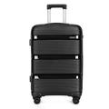 Kono Suitcase Small Hand Luggage Lightweight PP Material Suitcase with 4 Spinner Wheels and TSA Lock(Black, S(56cm, 38L))