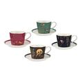 Sara Miller SMC79194-XG London Chelsea Collection 4 fl oz Espresso Cups & Saucers Set of 4, Porcelain