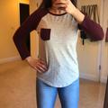 Pink Victoria's Secret Tops | Baseball Tee | Color: Gray/Red | Size: Xs