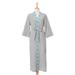 Blue Diamonds,'Diamond Embroidered Cotton Robe in Ash from Thailand'