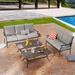 Alcott Hill® Graff 4 Piece Sofa Seating Group w/ Cushions Metal in Gray | 34.6 H x 68.5 W x 27.6 D in | Outdoor Furniture | Wayfair