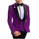 Botong Men's 3 PC Purple Notch Lapel Wedding Suits Slim Fit Groom Tuxedos Prom Suits Casual Suit Purple 52 Chest / 46 Waist