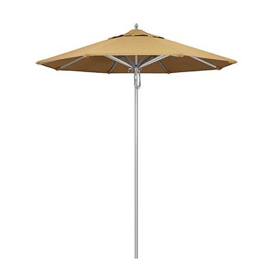 California Umbrella AAT 758 SUNBRELLA 1A Rodeo Series 7 1/2' Pulley Lift Umbrella with 1 1/2" Aluminum Pole - Sunbrella 1A Canopy - Wheat Fabric