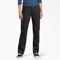 Dickies Women's Flex Relaxed Fit Duck Carpenter Pants - Rinsed Black Size 2 (FD2500)