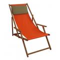 Erst-Holz Strandstuhl terracotta Gartenstuhl Sonnenliege Deckchair Buche dunkel Kissen klappbar 10-309 KD