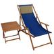 Erst-Holz Strandstuhl blau Liegestuhl Sonnenliege Tisch Kissen Deckchair Buche Gartenstuhl 10-307 T KD