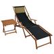 Erst-Holz Liegestuhl schwarz Fußablage Tisch Kissen Deckchair Sonnenliege Gartenliege Holz 10-305 F T KD