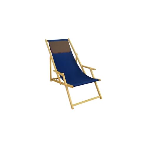 Deckchair blau Liegestuhl Kissen Sonnenliege Buche Gartenliege Holz Gartenmöbel 10-307 N KD